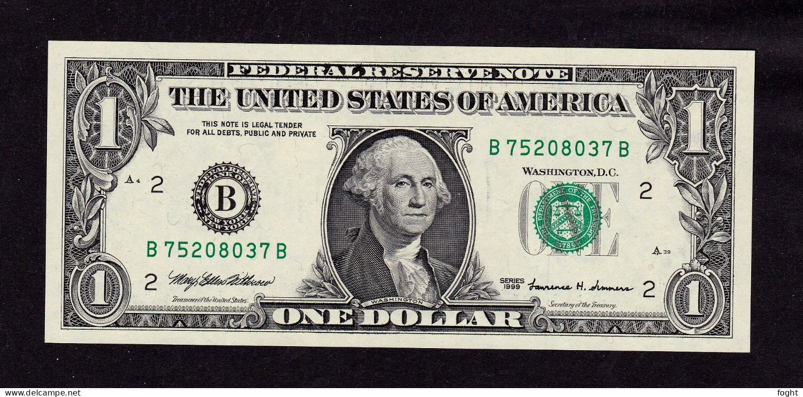 1999 B Federal Reserve Note One Dollar,P#504B - Billets De La Federal Reserve (1928-...)