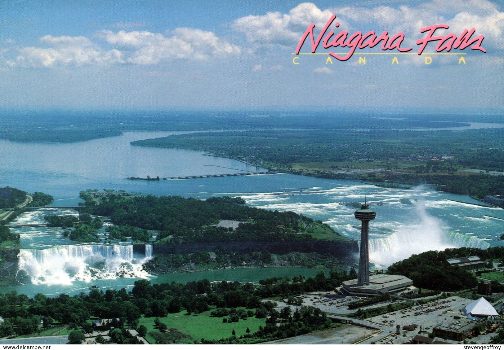 Canada Ontario Chutes Du Niagara Falls Air With The Skylon Tower And Goat Island - Chutes Du Niagara