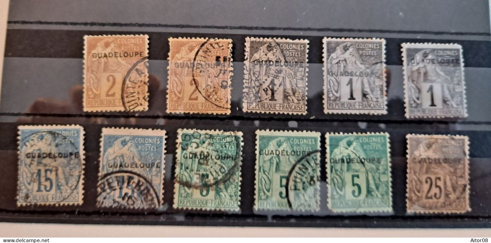 JOLI LOT DE TIMBRES  OBLITERES DE 1881. SURCHARGES GUADELOUPE..BELLE COTE - Oblitérés