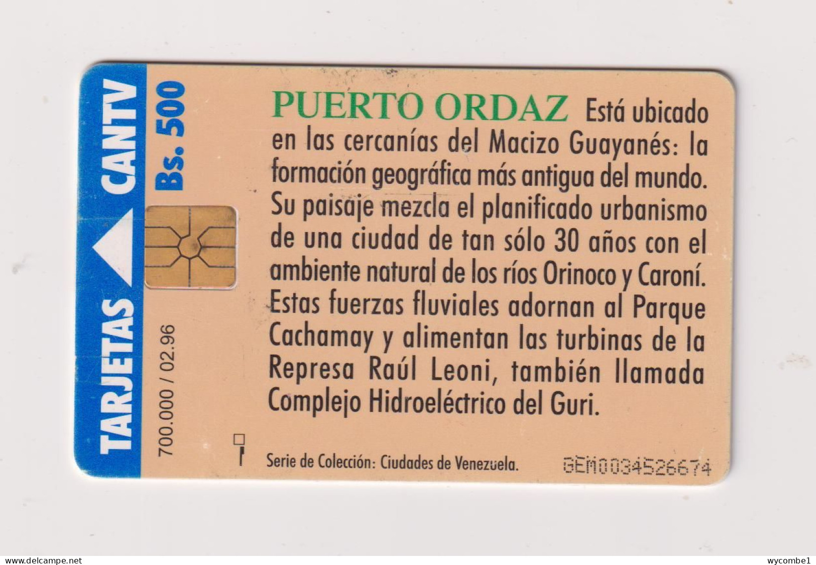 VENEZUELA  -  Puerto Ordaz Chip Phonecard - Venezuela
