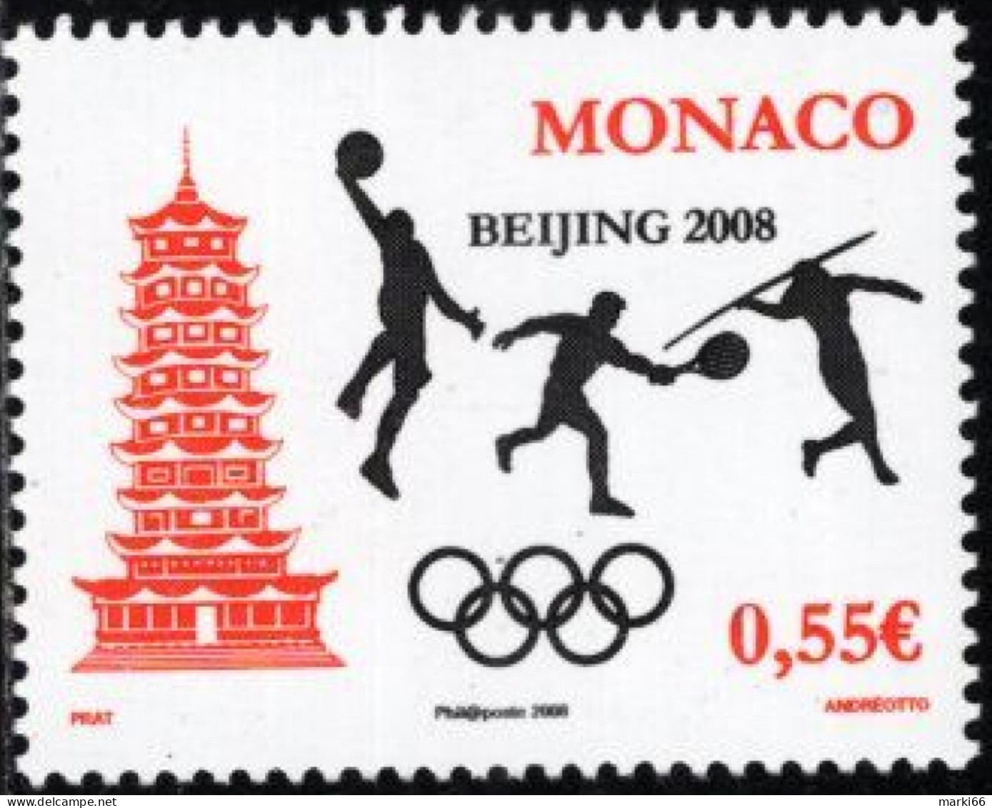 Monaco - 2008 - Summer Olympic Games In Beijing 2008 - Mint Stamp - Altri & Non Classificati