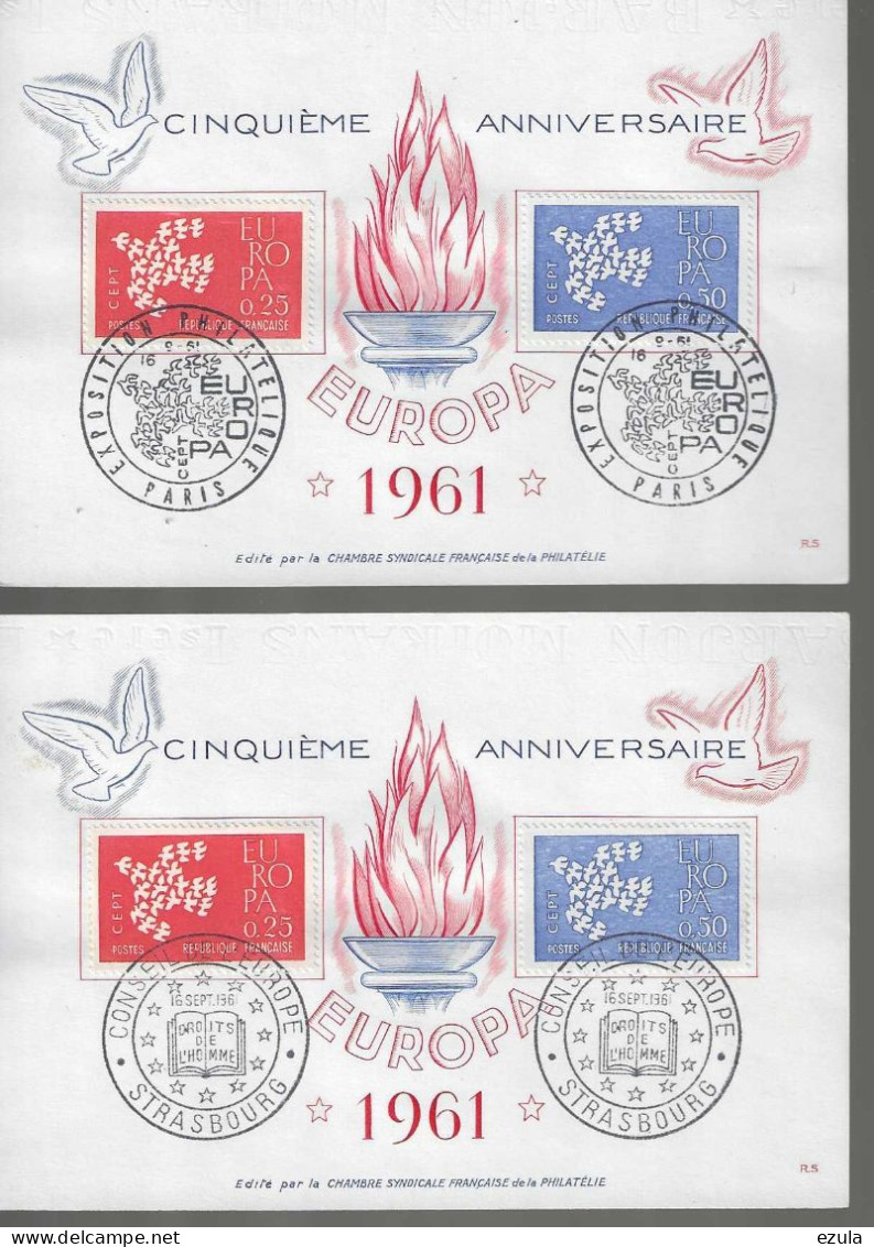 Blocc  Cinquuiéme Anniversaire EUROPA 1961 PARIS Et STASBOURG - Philatelic Fairs