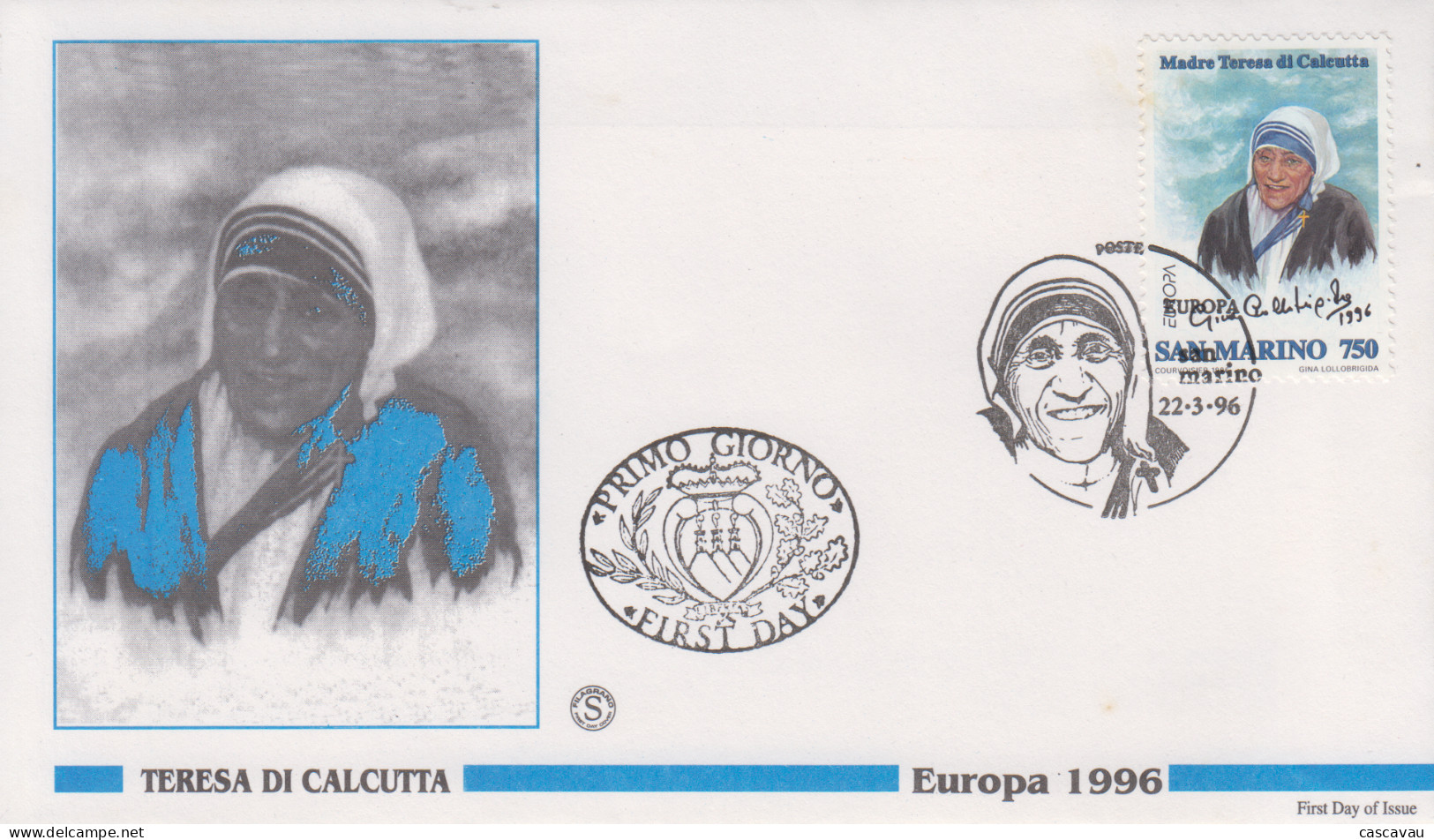 Enveloppe  FDC  1er  Jour   SAN  MARINO    MERE  TERESA    EUROPA    1996 - 1996