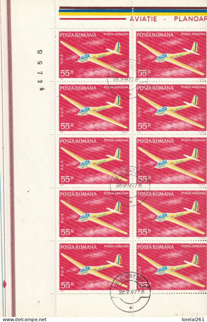 1977 - Aviation/vol à Voile - FULL X 10 - Feuilles Complètes Et Multiples