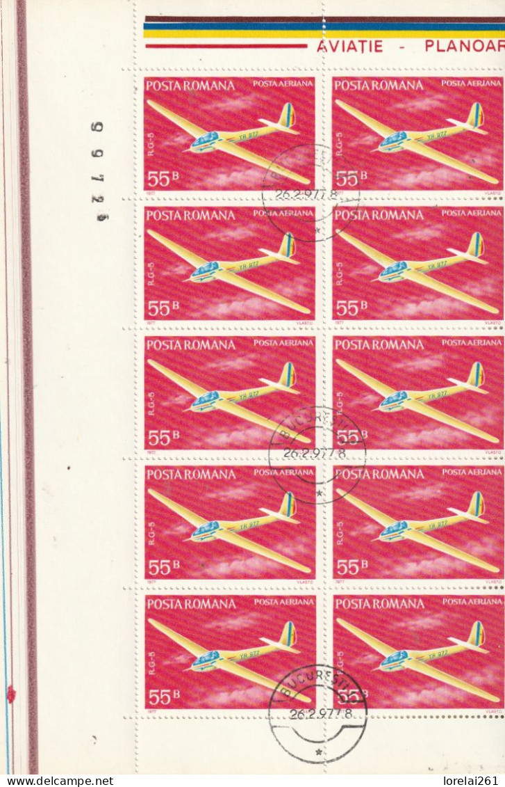 1977 - Aviation/vol à Voile - FULL X 10 - Full Sheets & Multiples