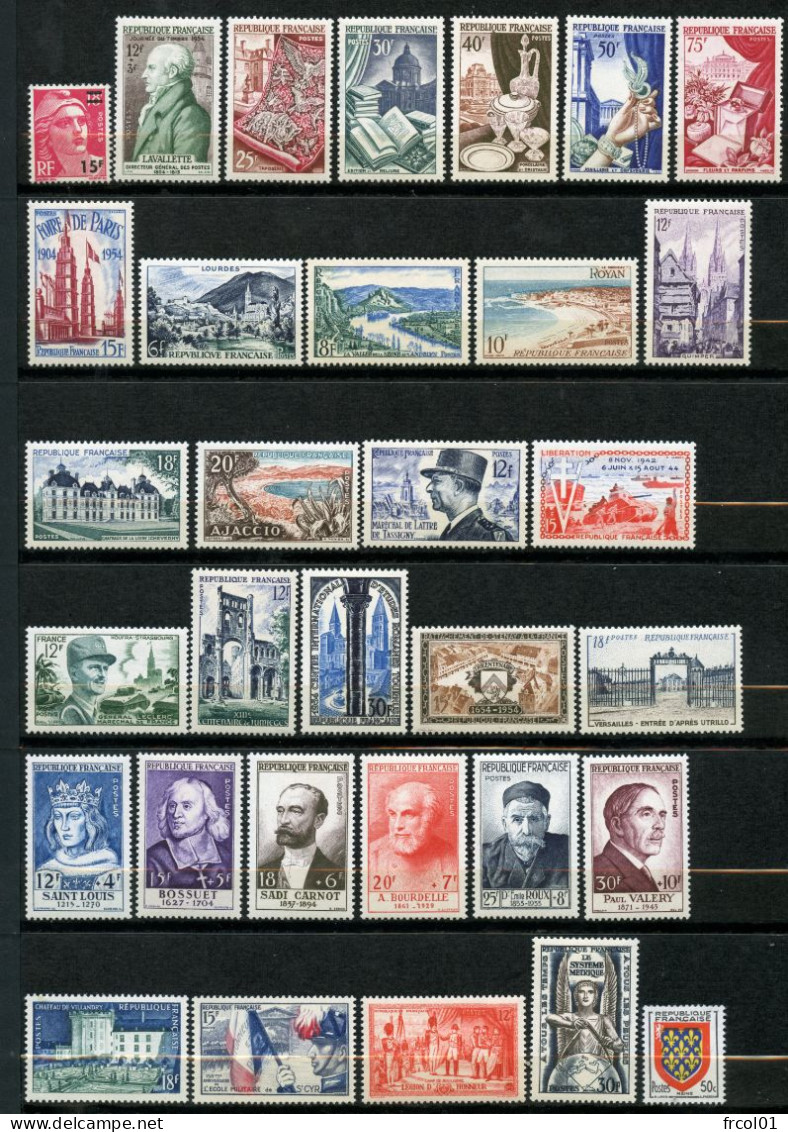 France, Yvert Année Complète 1954** Luxe, 968/1007, 40 Timbres , MNH - 1950-1959