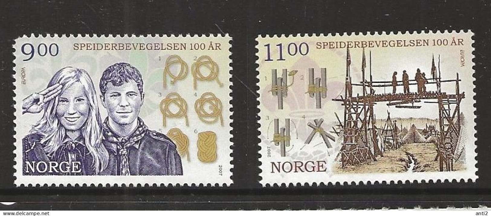 Norway 2007 Europe: Boy Scouts Mi  1619-1620, MNH(**) - Unused Stamps