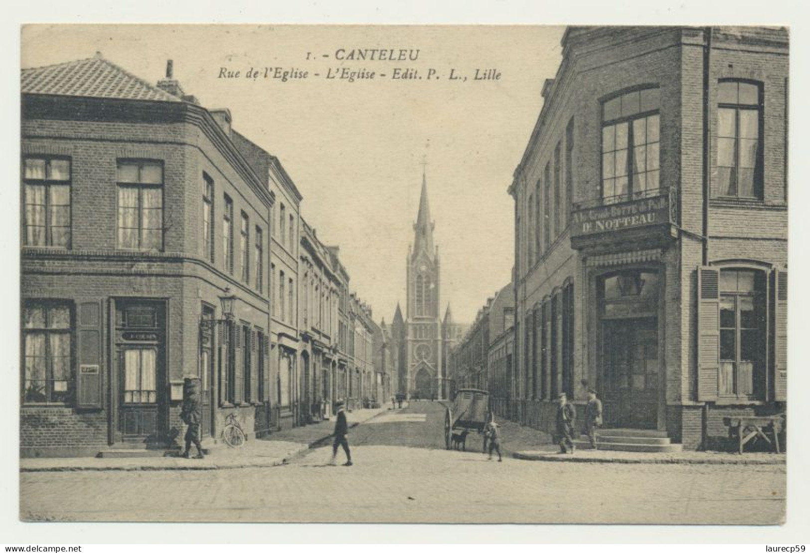 LAMBERSART CANTELEU - Rue De L'église - Animée - Commerce "à La Grande BOTTE De Paille" D. NOTTEAU - Lambersart