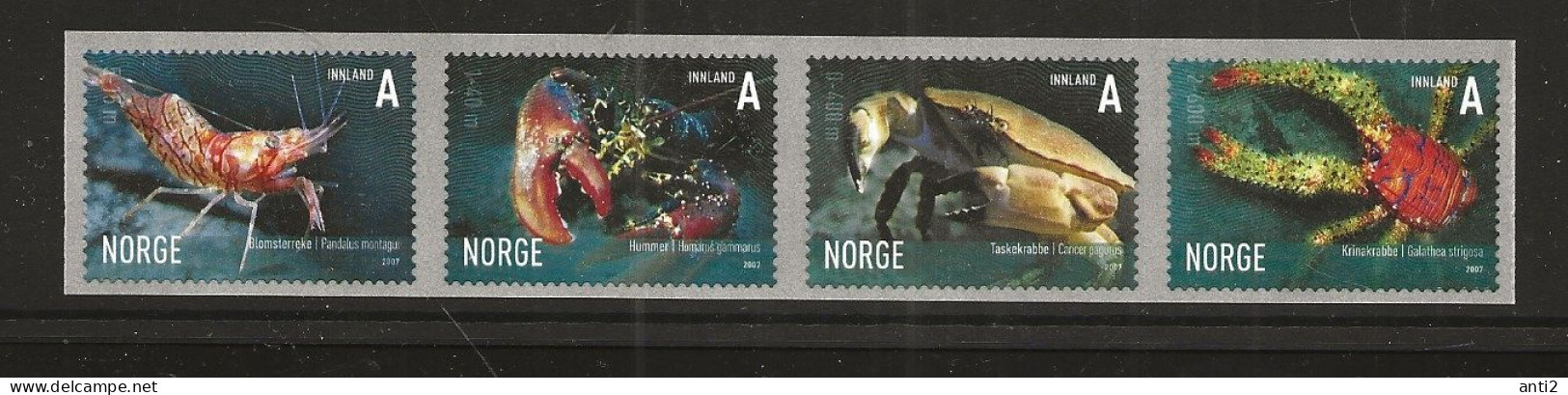 Norway 2007 Marine Life In Norway, Schrimp, Lobster, Crab, Spiny Quat Lobster, Mi  1625-1628 MNH(**) - Unused Stamps