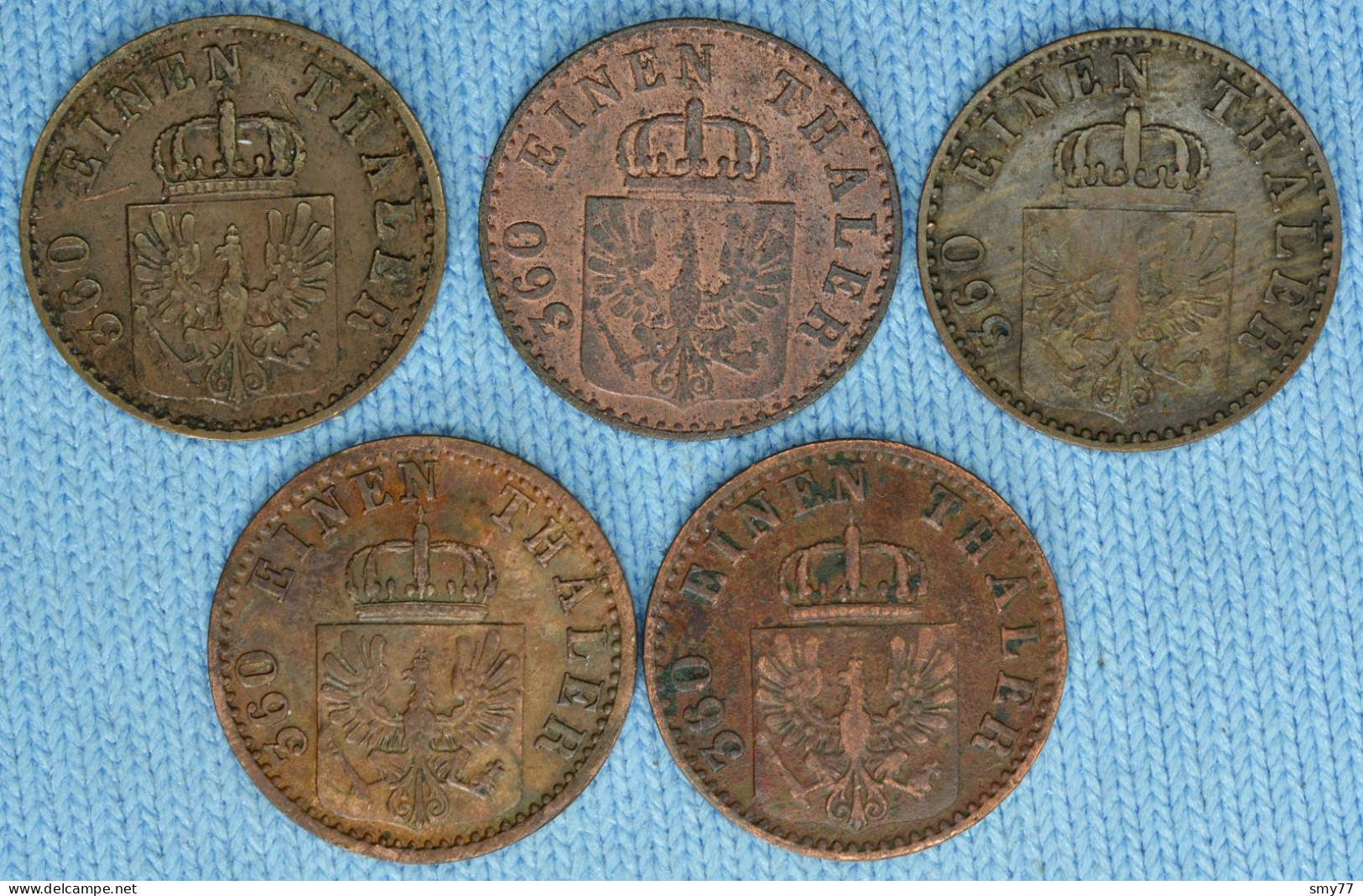 Preussen - Prussia • 5x 1 Pfennig  • 1850 A --- 1853 A --- 1863 A --- 1868 B --- 1871 C • German States • [24-217] - Groschen & Andere Kleinmünzen