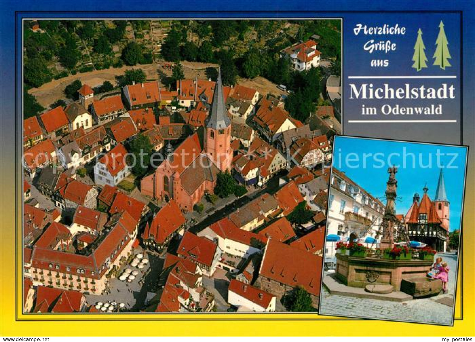 73063821 Michelstadt Fliegeraufnahme Brunnen Michelstadt - Michelstadt