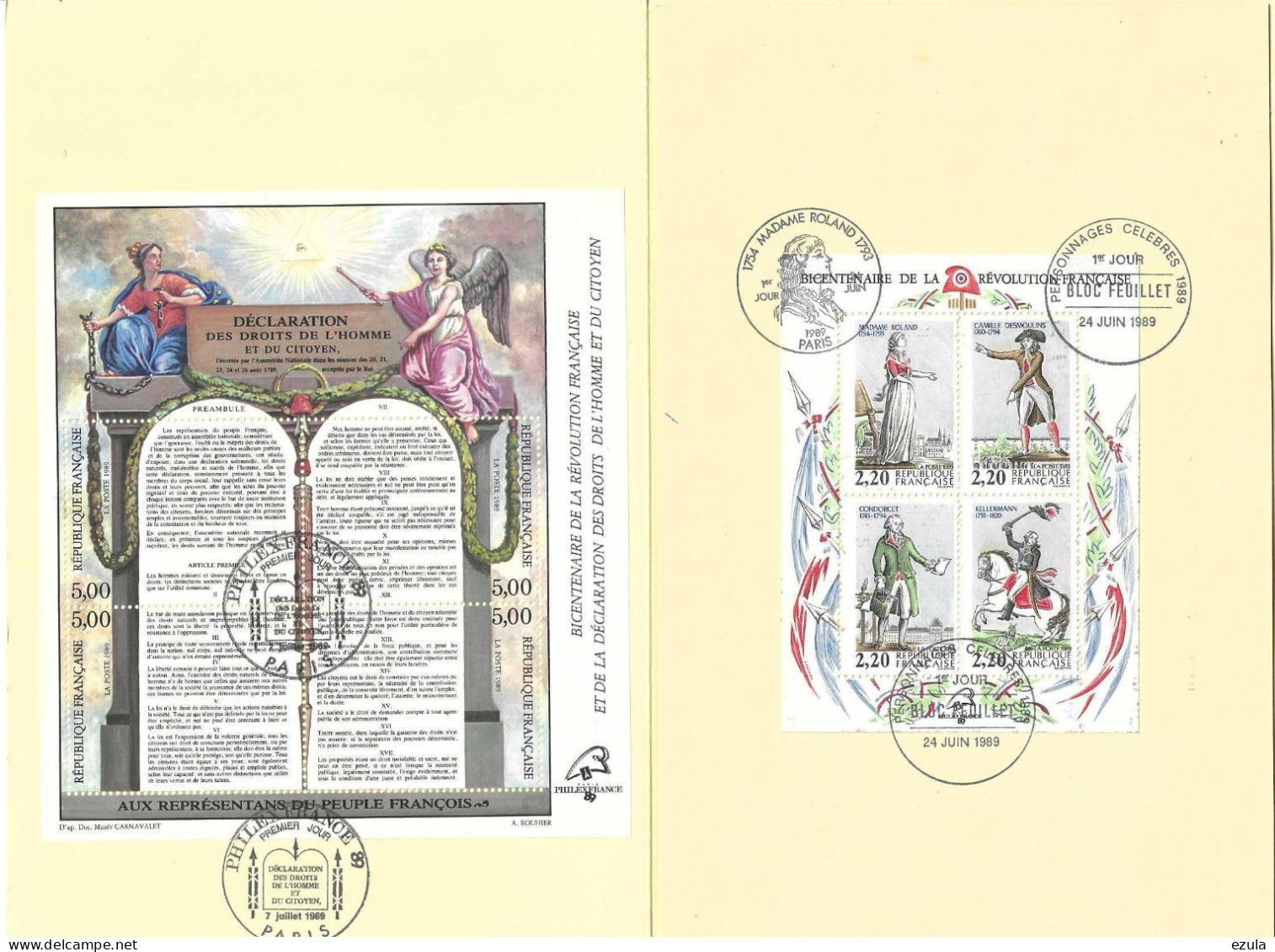 Document Bicentenaire De La Révolution FRANCAISE 1989 - Tirage Limité à 100 Ex. - Philatelic Fairs