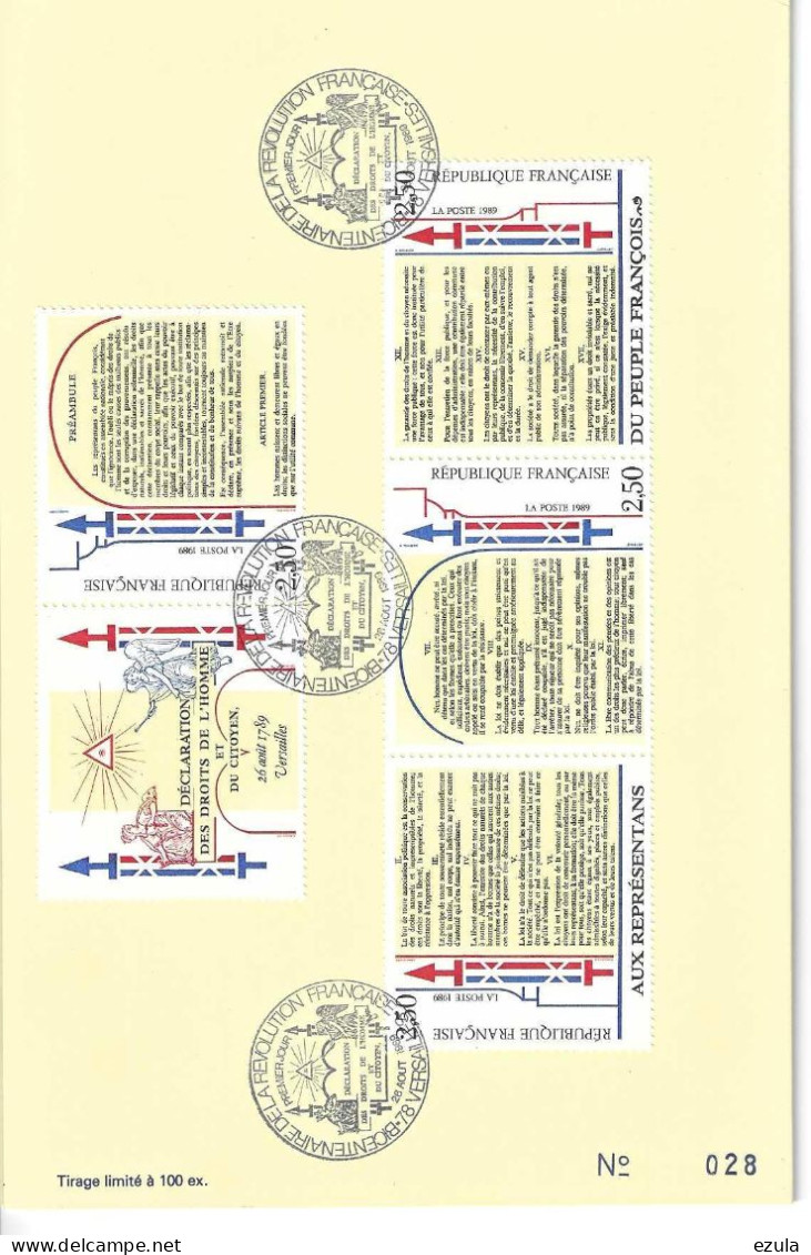 Document Bicentenaire De La Révolution FRANCAISE 1989 - Tirage Limité à 100 Ex. - Briefmarkenmessen