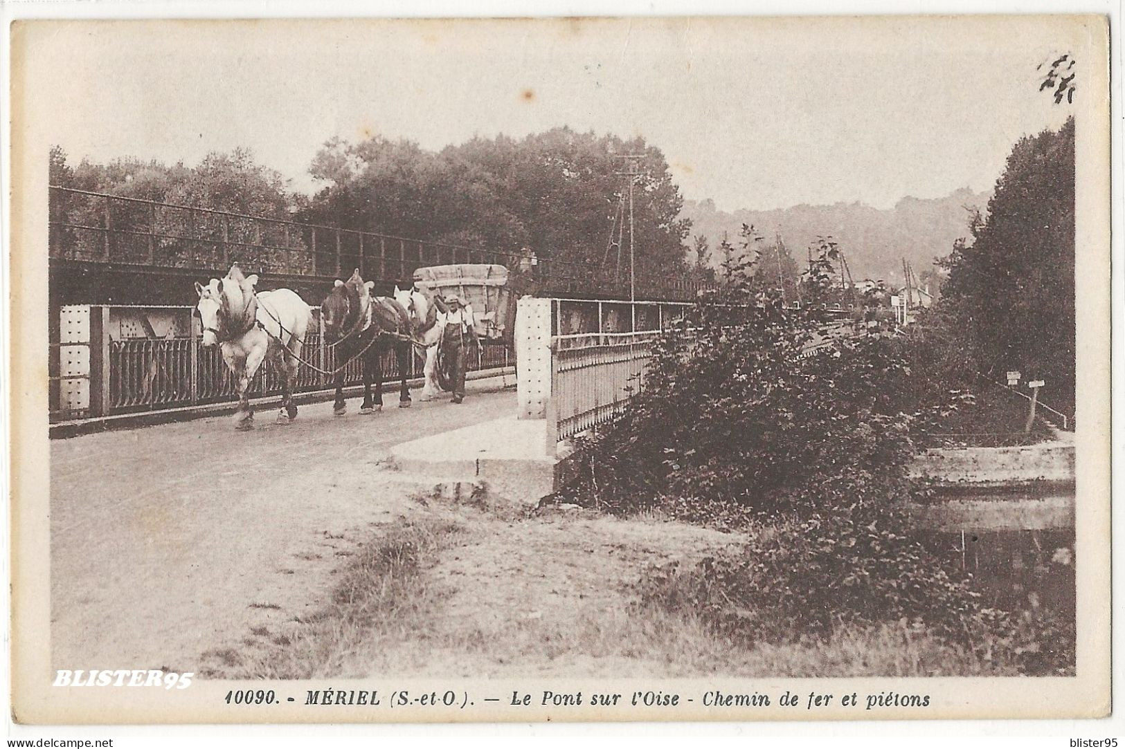 Meriel (95) Le Pont Sur L Oise , Chemin De Fer Et Pieton , Envoyée En 1946 - Meriel