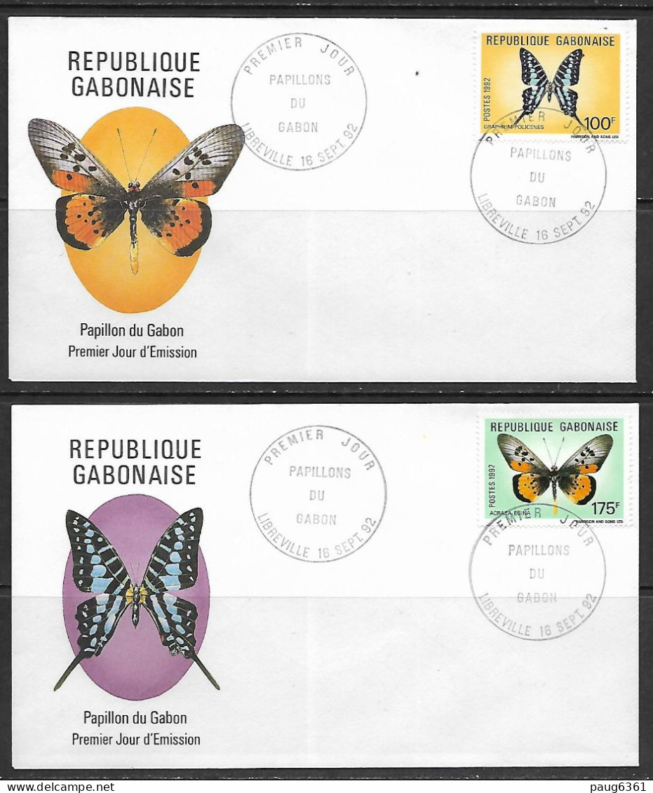 GABON 1992  FDC PAPILLONS  YVERT  N°737/738 - Vlinders