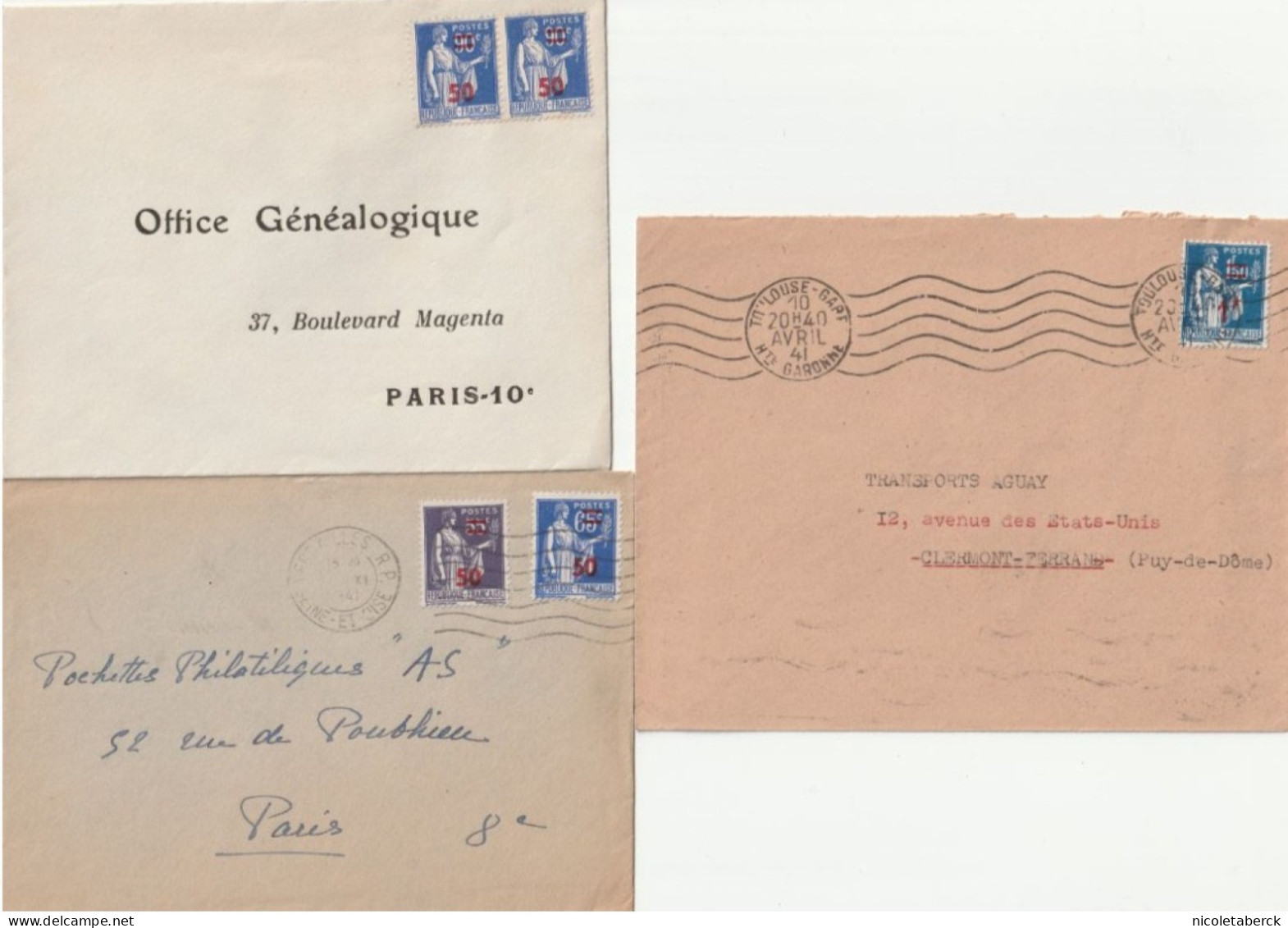 Type Paix, 3 Enveloppes Dont Une Préaffranchie Neuve. - 1932-39 Paix