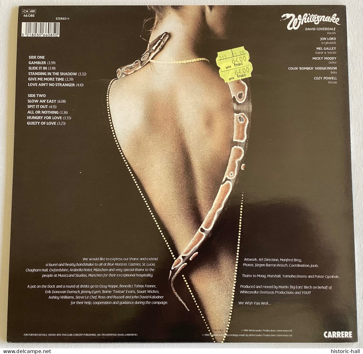 WHITESNAKE - Slide It  In - LP - 1984 - French Press - Hard Rock En Metal