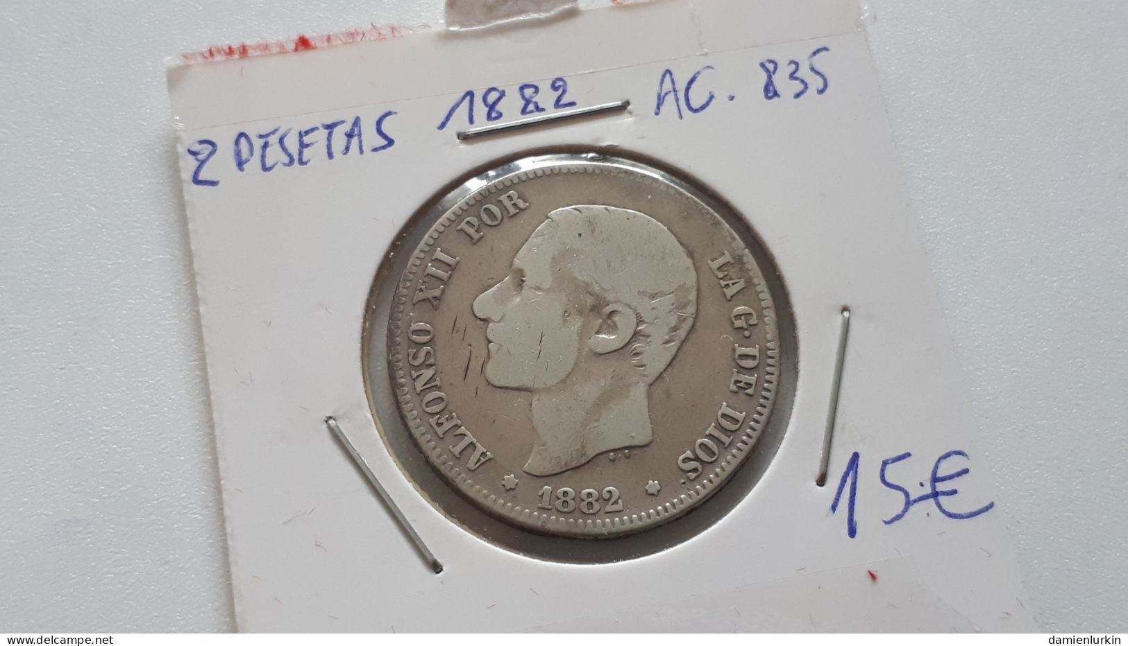 ESPAGNE SPAIN ALFONSO XII 2 PESETAS 1882 ETOILE 82 ARGENT/SILVER/PLATA - Premières Frappes