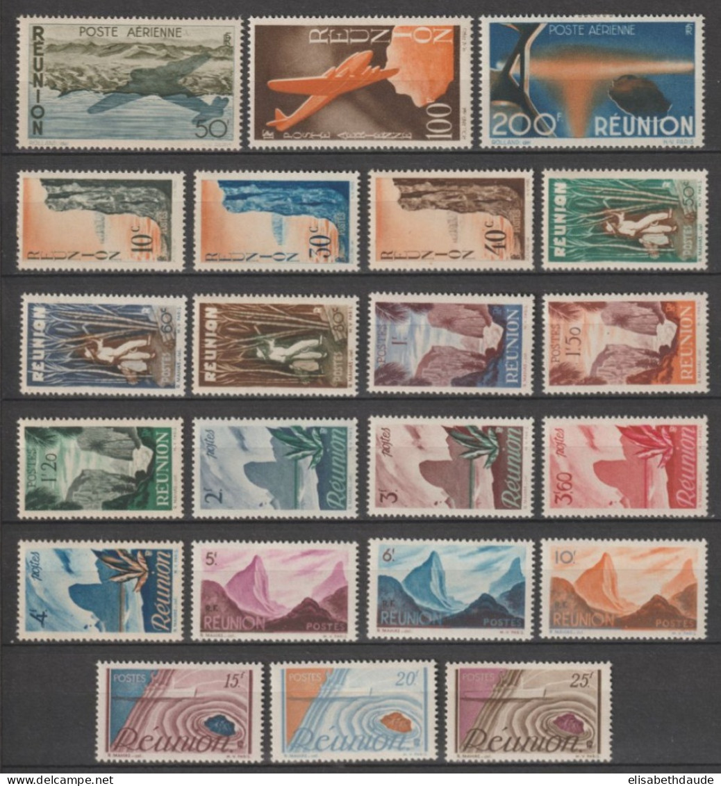 REUNION - 1947 - ANNEE COMPLETE AVEC POSTE AERIENNE YVERT N° 262/280 + A42/44 * MLH - COTE Pour * = 73 EUR. - - Nuevos