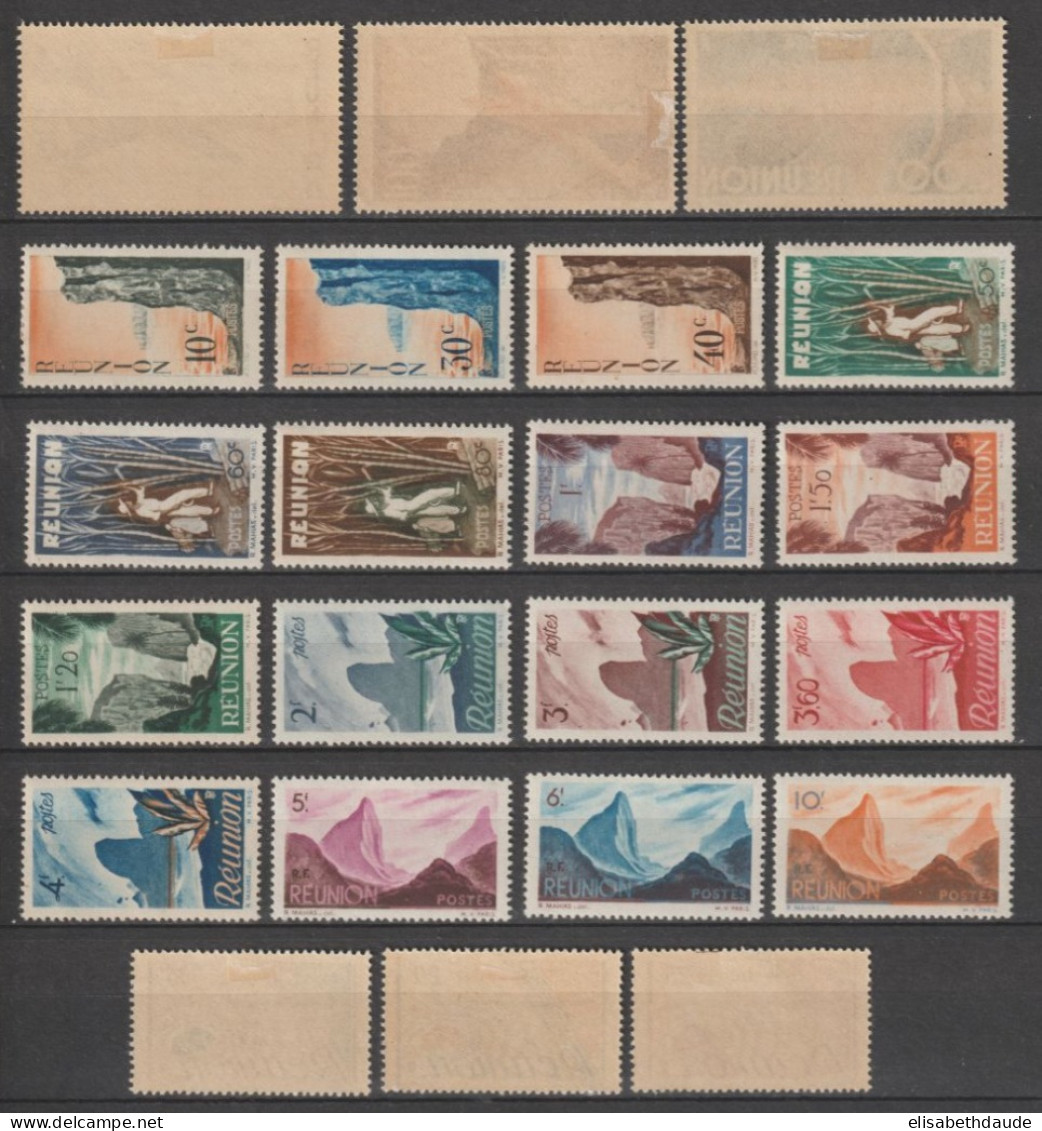 REUNION - 1947 - ANNEE COMPLETE AVEC POSTE AERIENNE YVERT N° 262/280 + A42/44 * MLH - COTE Pour * = 73 EUR. - - Unused Stamps