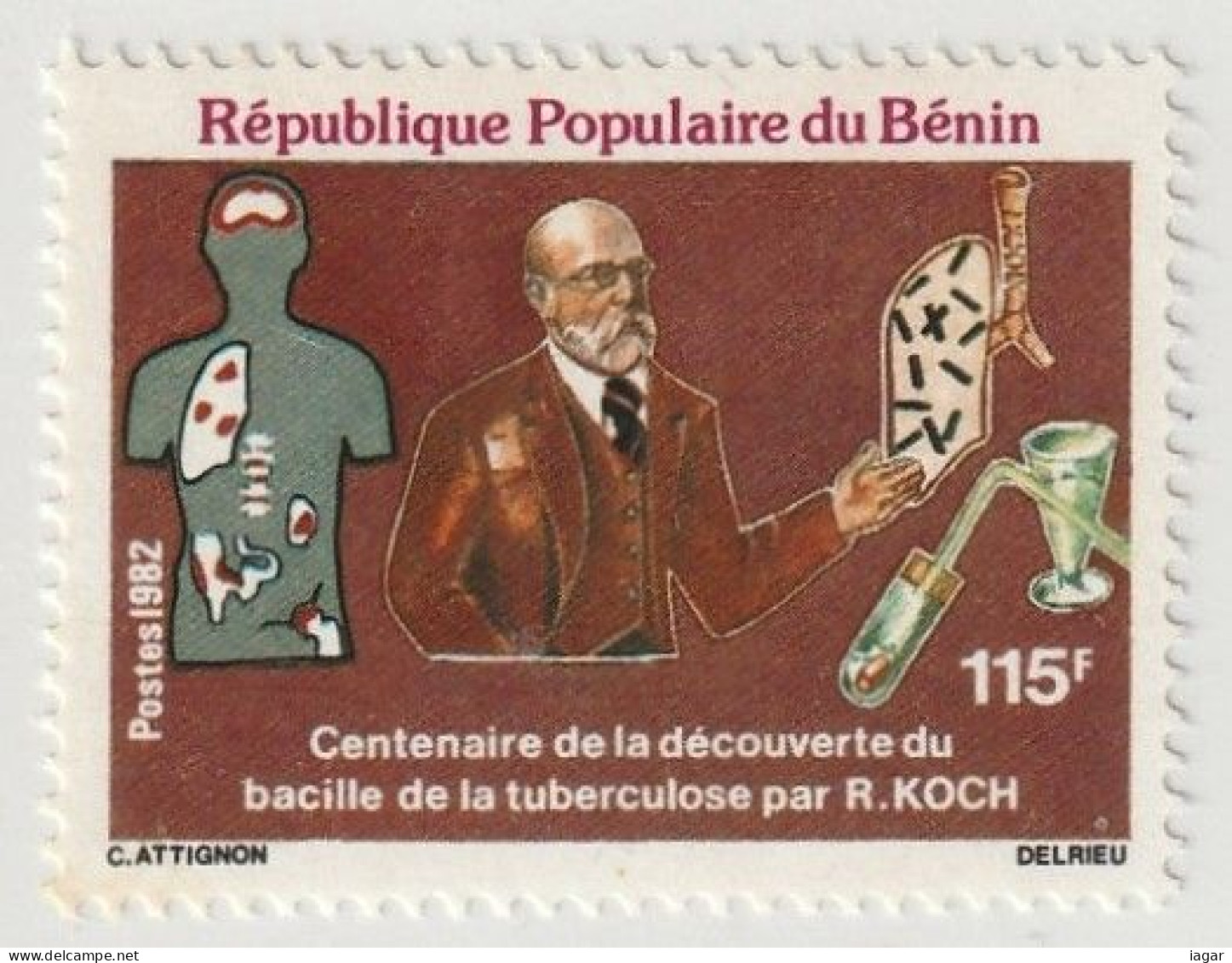 THEMATIC  HEALTH:  100th ANNIVERSARY OF THE DISCOVERY OF THE TUBERCULOSIS BACILLUS BY ROBERT KOCH    -  BENIN - Médecine