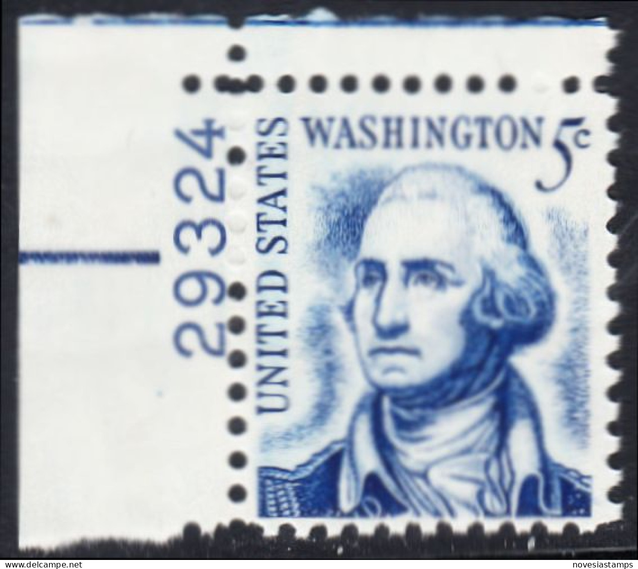 !a! USA Sc# 1283B MNH SINGLE From Upper Left Corner W/ Plate-# 29324 - George Washington - Nuovi