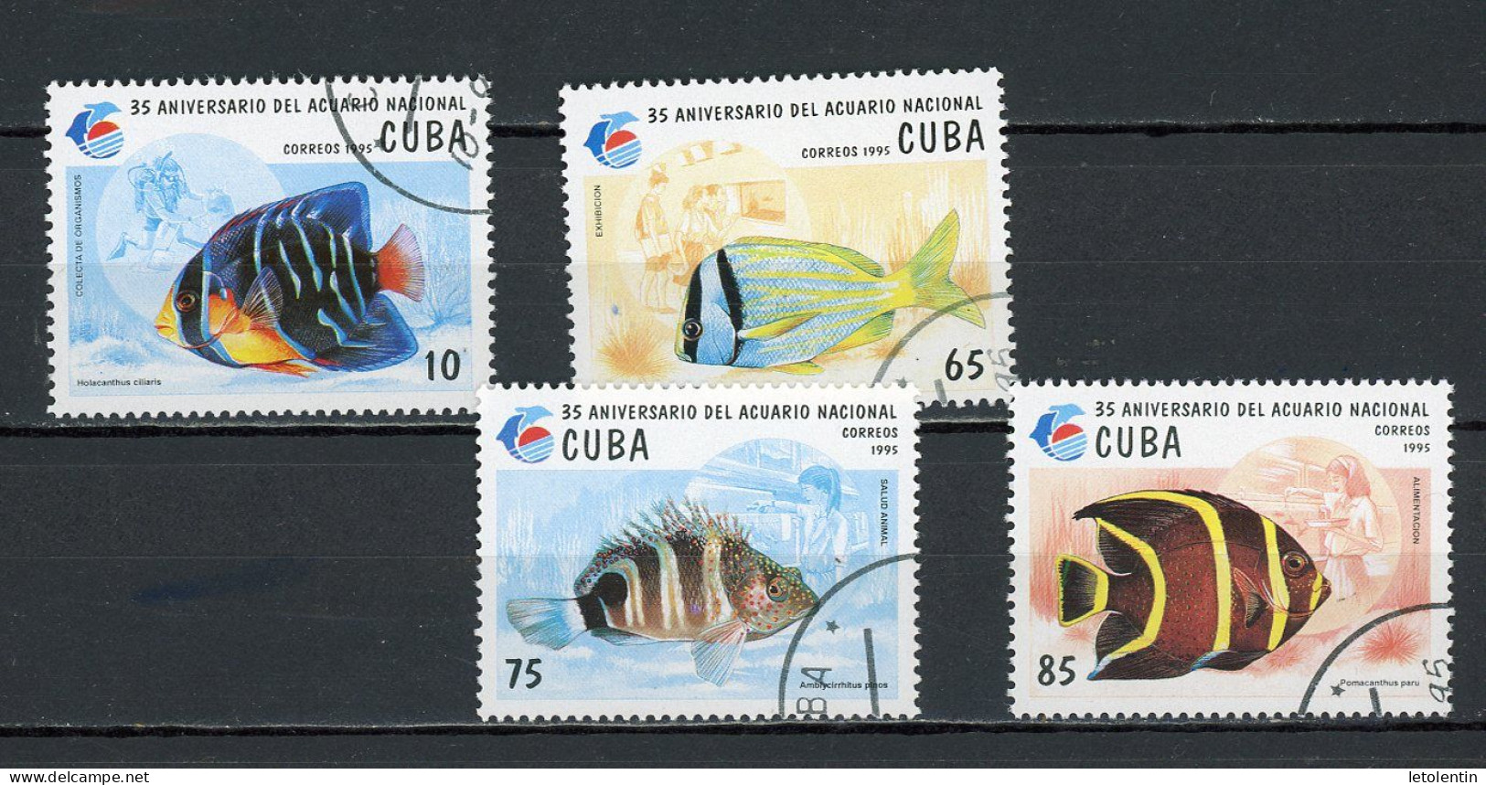 CUBA -  POISSONS  N°Yt  3431+3433+3434+3435 Obli. - Used Stamps