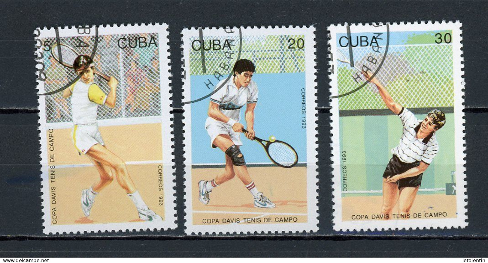 CUBA -  TENNIS  N°Yt  3282+3283+3284 Obli. - Usati