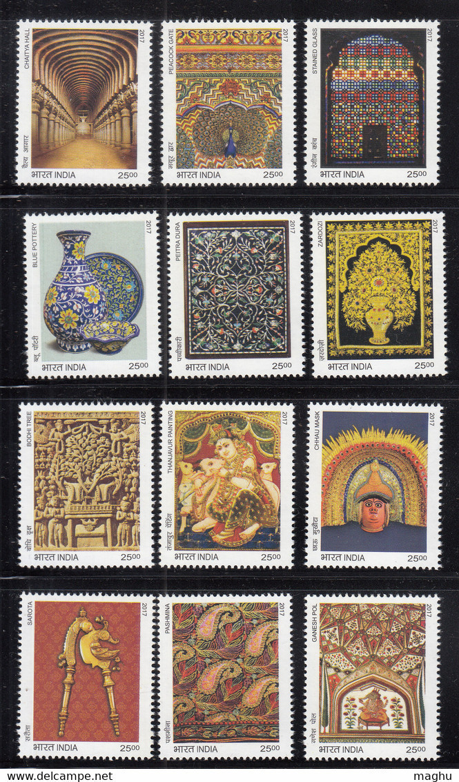 India MNH 2017  Splendour Set / Happy New Year Art Painting Buddha Tree Peacock Pot Stained Glass Stone Mineral - Neufs