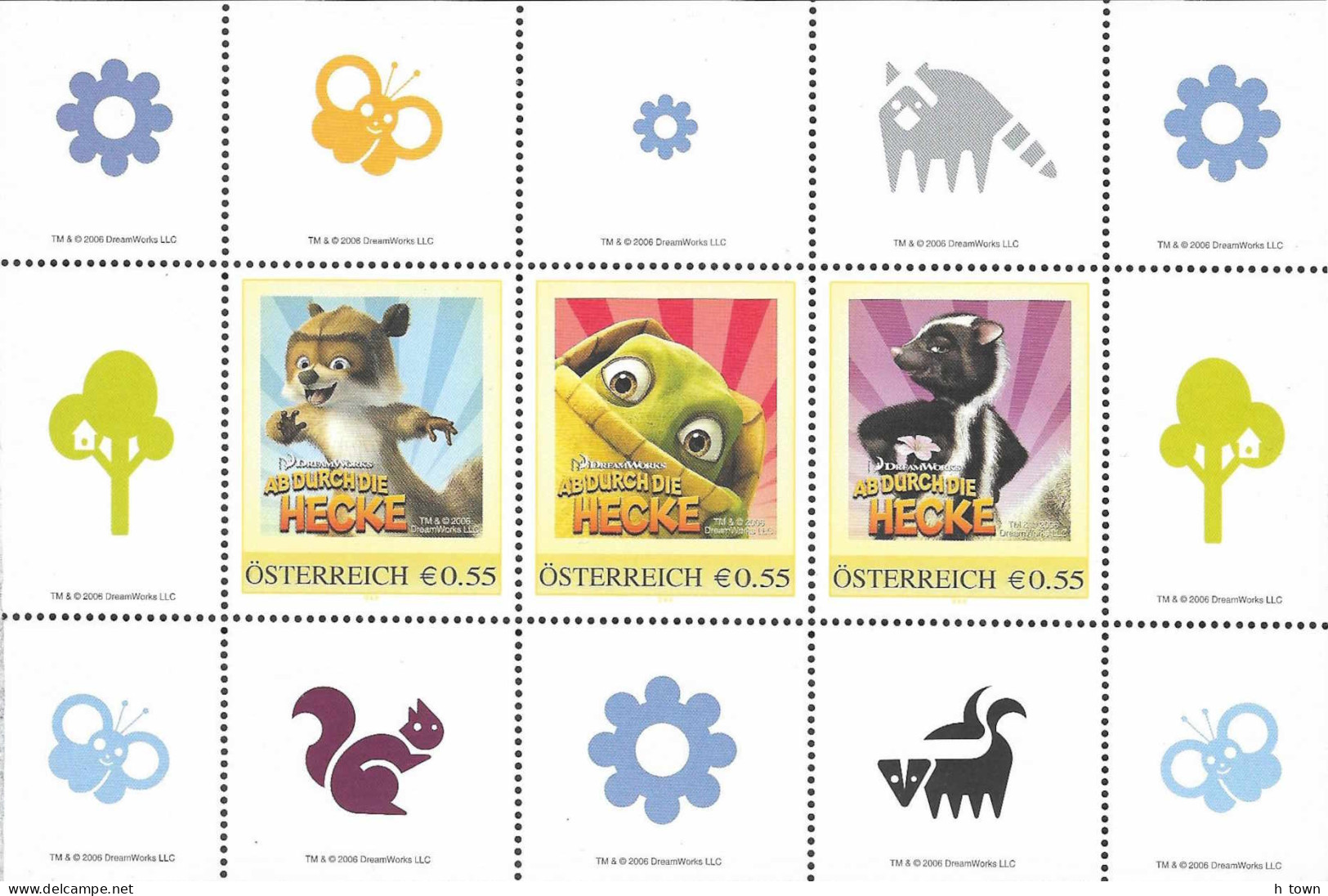 413  Animated Film "Over The Hedge": Booklet With "personalized" Stamps. Raccoon, Turtle, Squirrel, Skunk, Opossum - Cinema