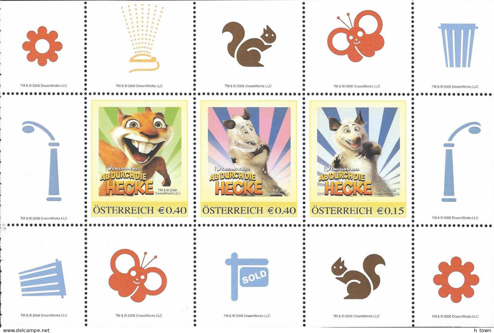 413  Animated Film "Over The Hedge": Booklet With "personalized" Stamps. Raccoon, Turtle, Squirrel, Skunk, Opossum - Cinema