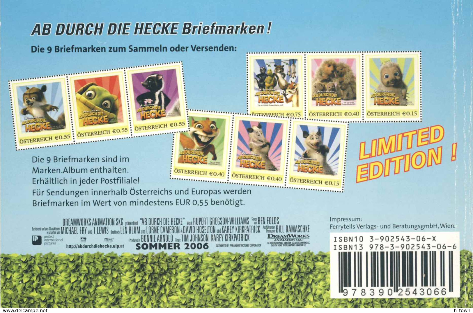 413  Animated Film "Over The Hedge": Booklet With "personalized" Stamps. Raccoon, Turtle, Squirrel, Skunk, Opossum - Cinema