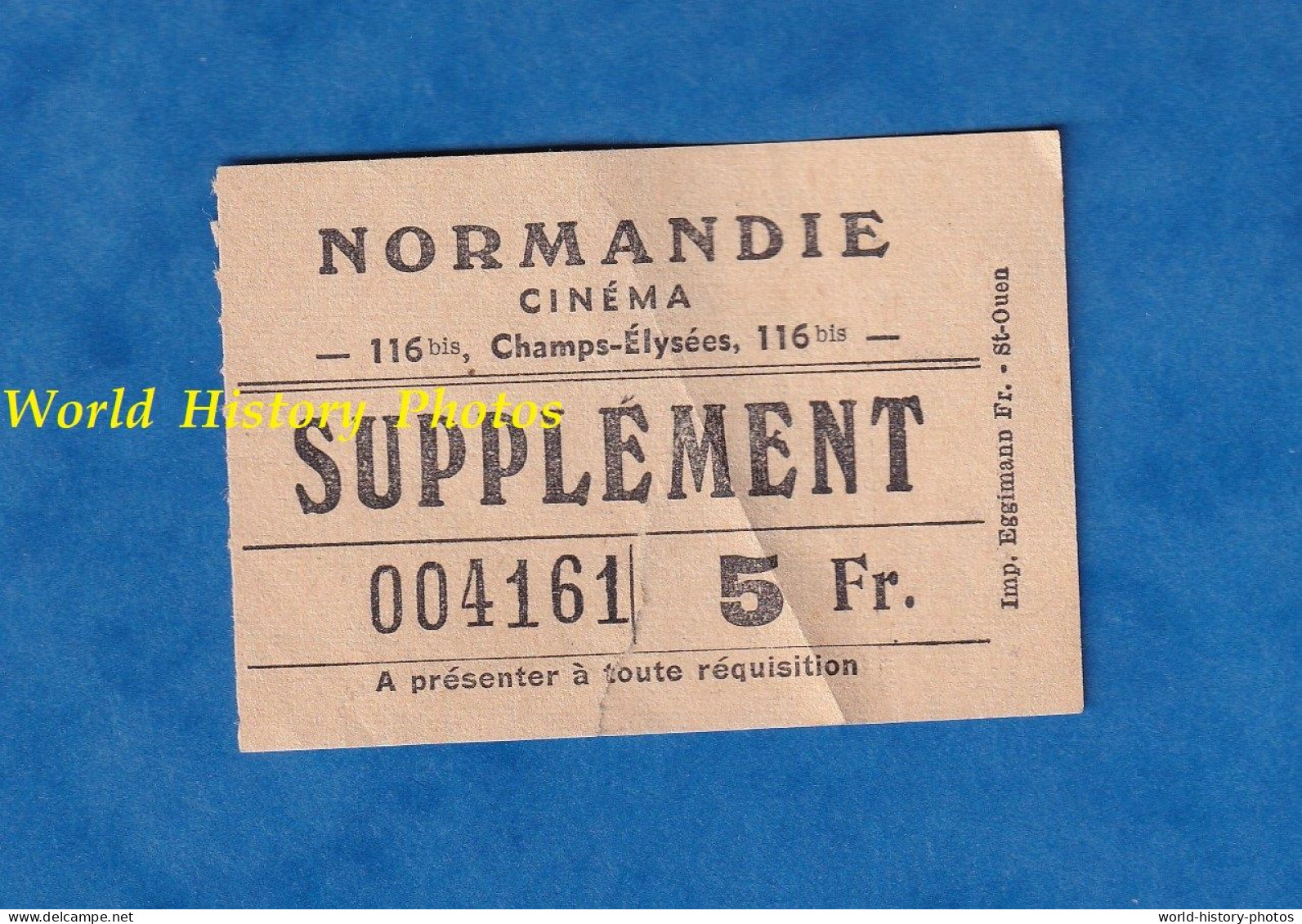 Ticket D' Entrée - PARIS - Cinéma NORMANDIE - 116 Bis Avenue Des Champs Elysées - N° 4161 , 5 Francs - Film - Biglietti D'ingresso