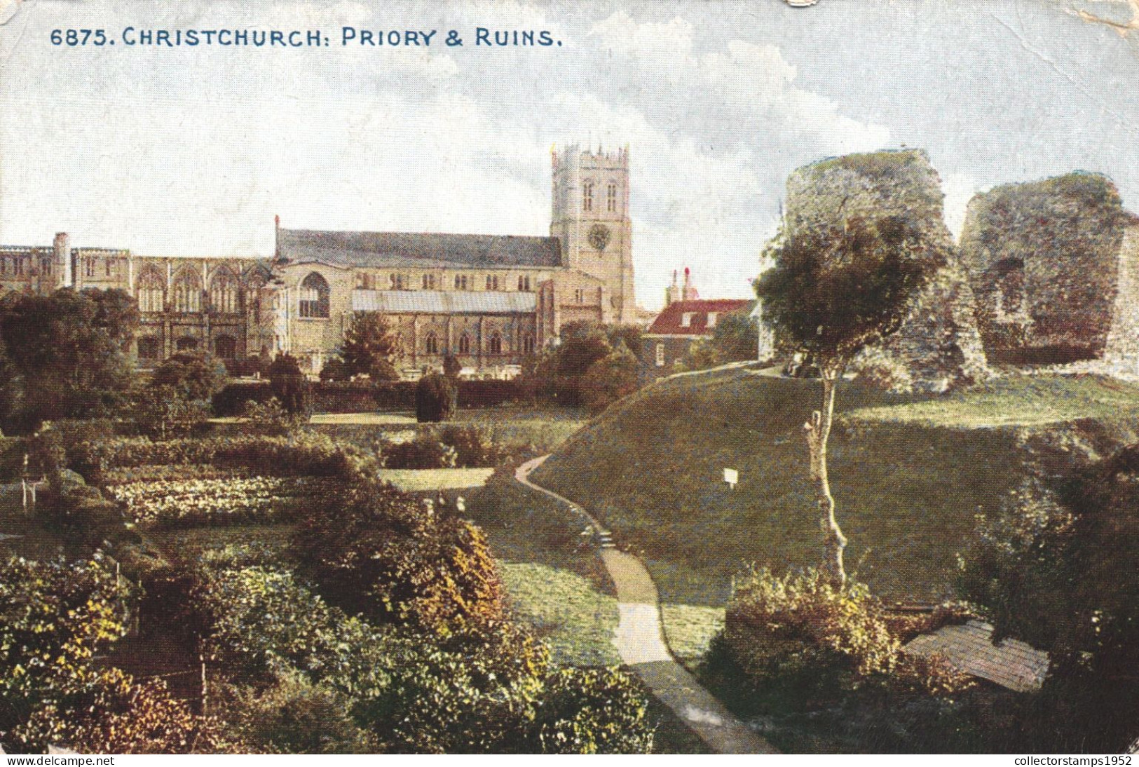 CHRISTCHURCH, BOURNEMOUTH, DORSET, PRIORY, RUINS, ARCHITECTURE, PARK, ENGLAND, UNITED KINGDOM, POSTCARD - Bournemouth (vanaf 1972)