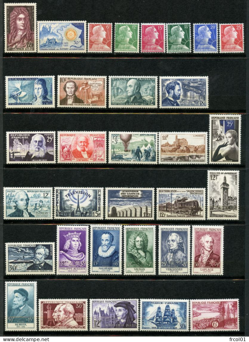 France, Yvert Année Complète 1955** Luxe, 1008/1049, 46 Timbres , MNH - 1950-1959