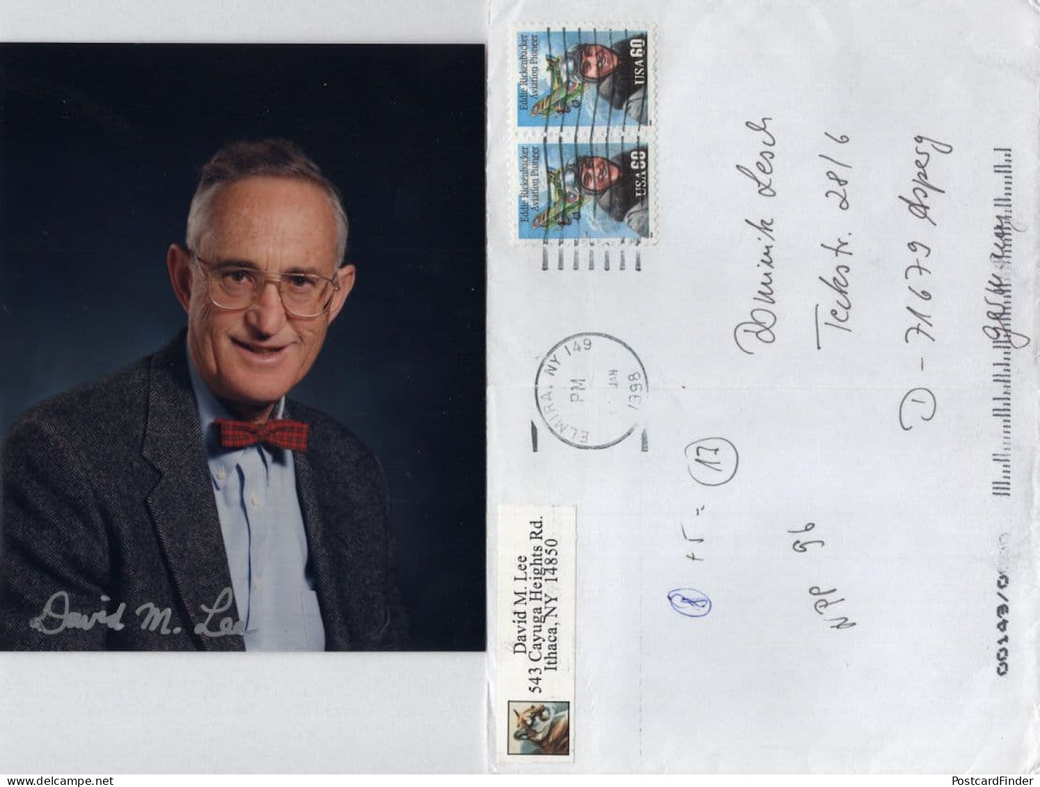 David Lee USA Nobel Prize Physicist Hand Signed Photo & COA ENV - Inventeurs & Scientifiques
