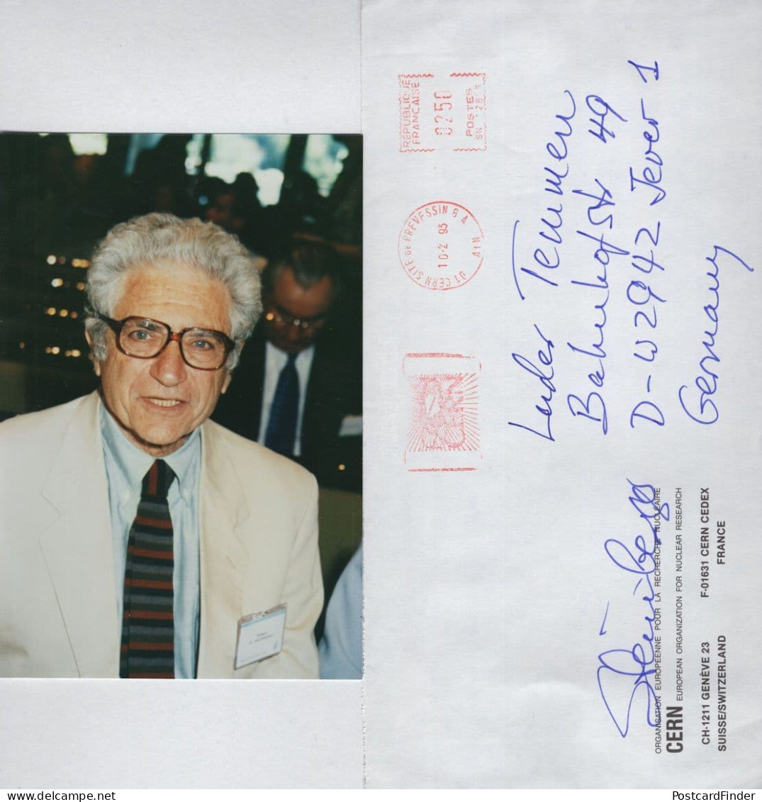 Jack Steinberger USA Germany Physicist Nobel Prize Hand Signed Photo & Envelope - Inventori E Scienziati