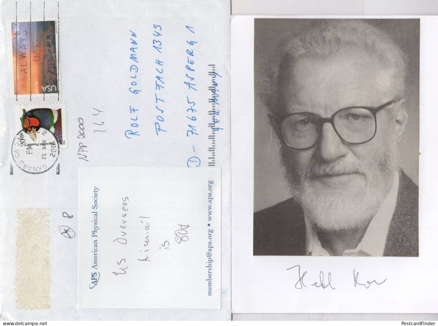 Herbert Kroemer German Physics Nobel Prize Signed Photo COA Envelope - Inventors & Scientists