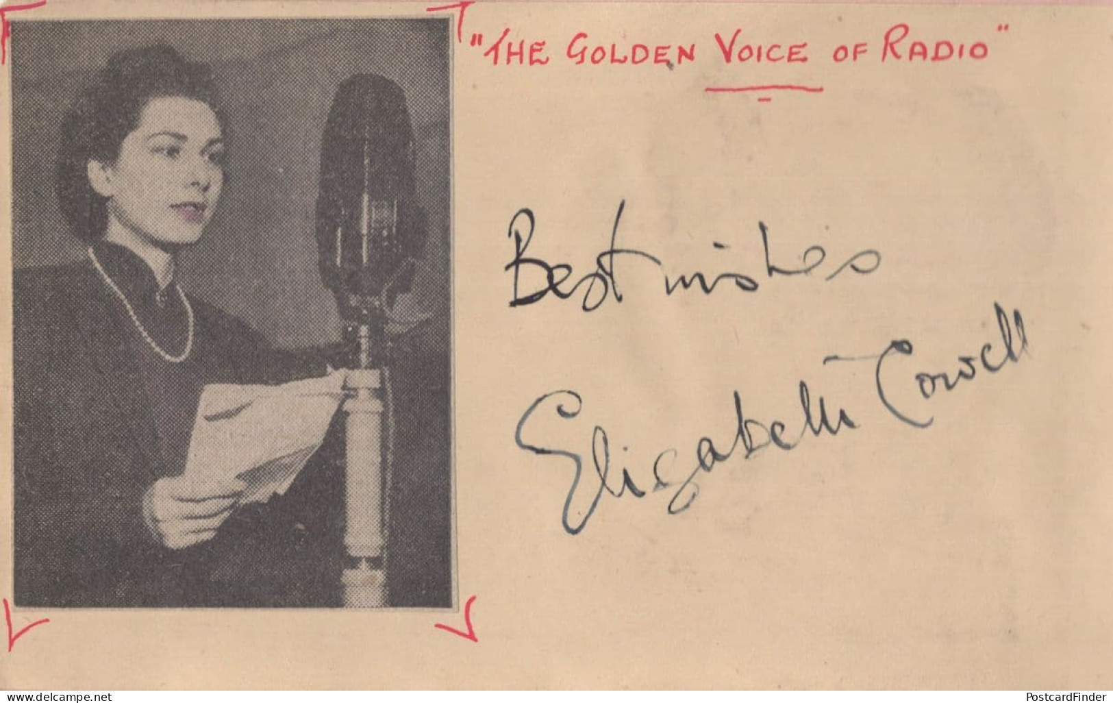 Elizabeth Cowell The Golden Voice Of BBC Radio Antique Autograph - Chanteurs & Musiciens