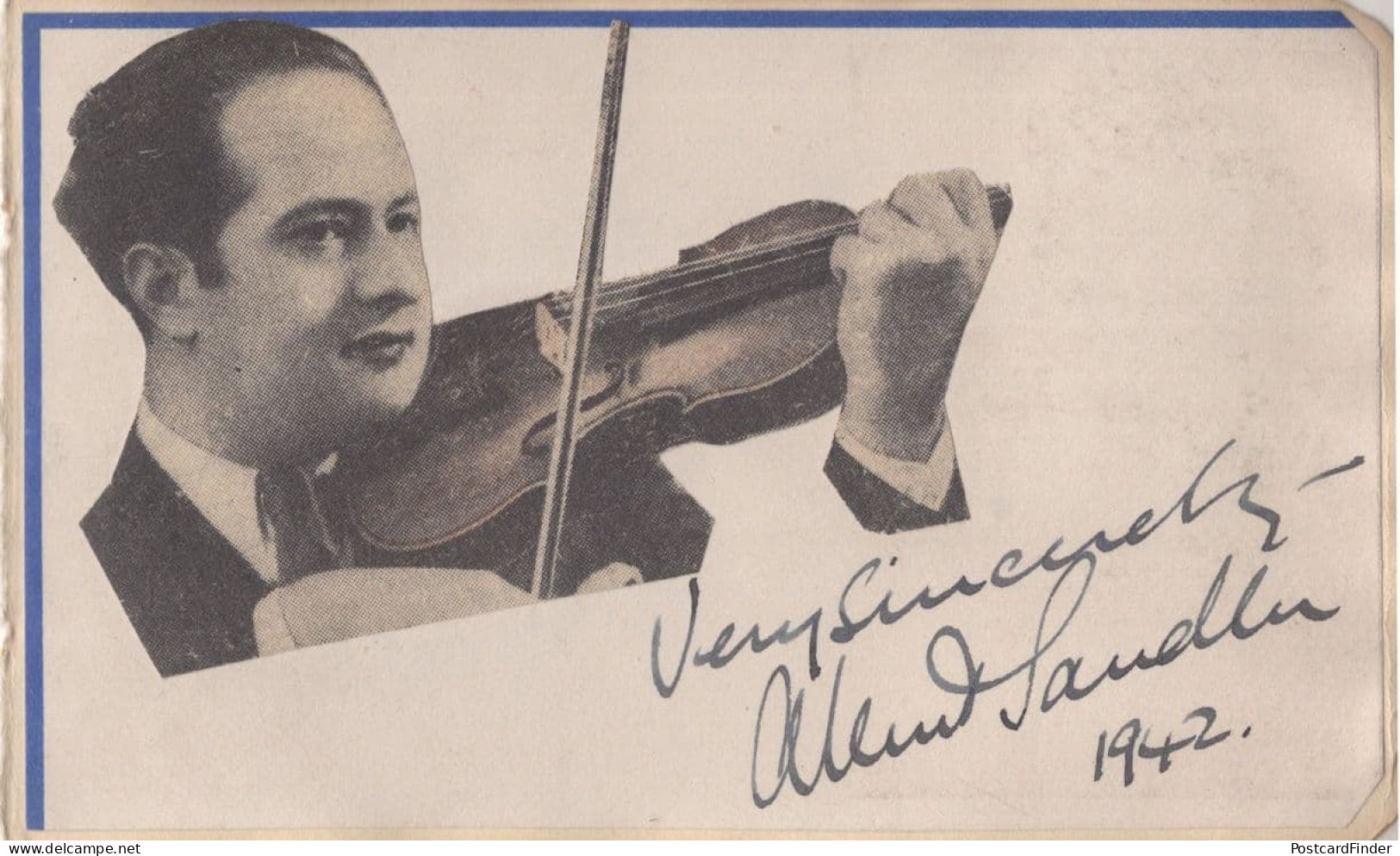 Albert Sandler WW2 1942 BBC Violinist Radio Old Hand Signed Autograph - Singers & Musicians