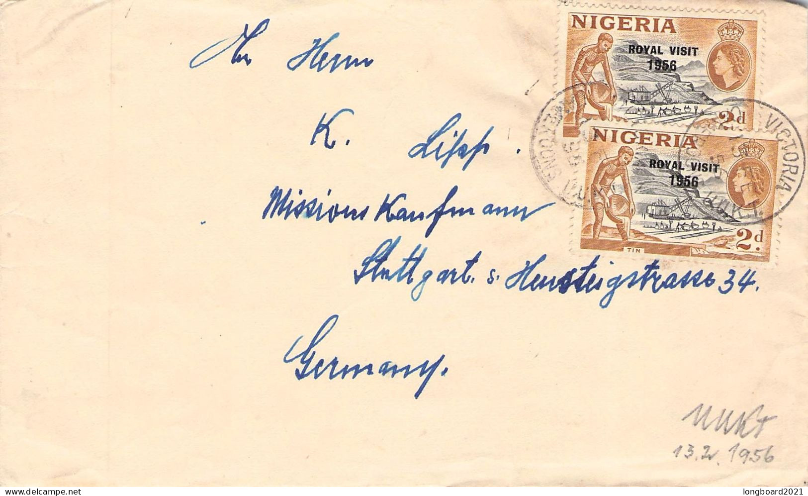 NIGERIA - AIR MAIL 1956 - STUTTGART/DE / 6081 - Nigeria (...-1960)