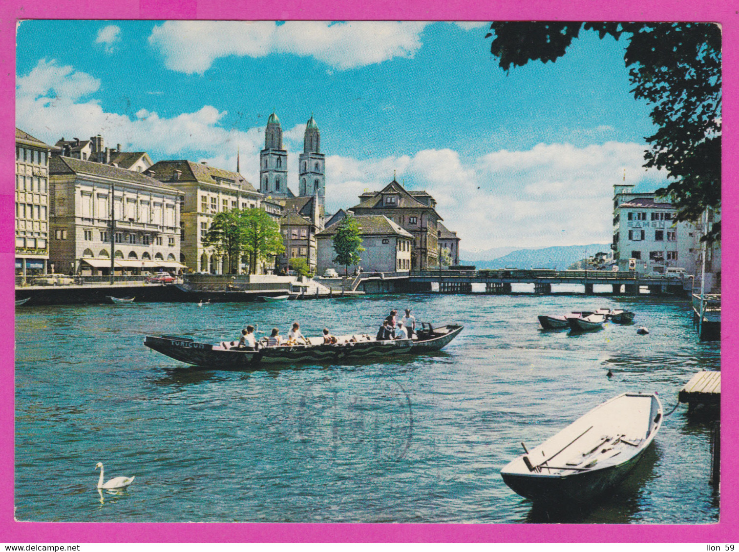 293709 / Switzerland - Zürich Limmatquai Pathausbrucke PC 1984 USED 50+20 C  Flamme Folk Customs Achetringele Laupen - Cartas & Documentos