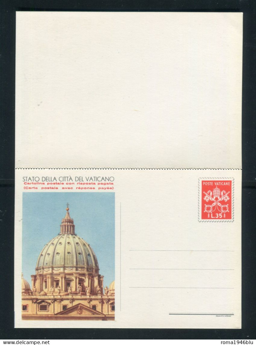 VATICANO STATO DELLA CITTA' DEL VATICANO CARTOLINA POSTALE L. 35 CON RISPOSTA PAGATA - Postwaardestukken