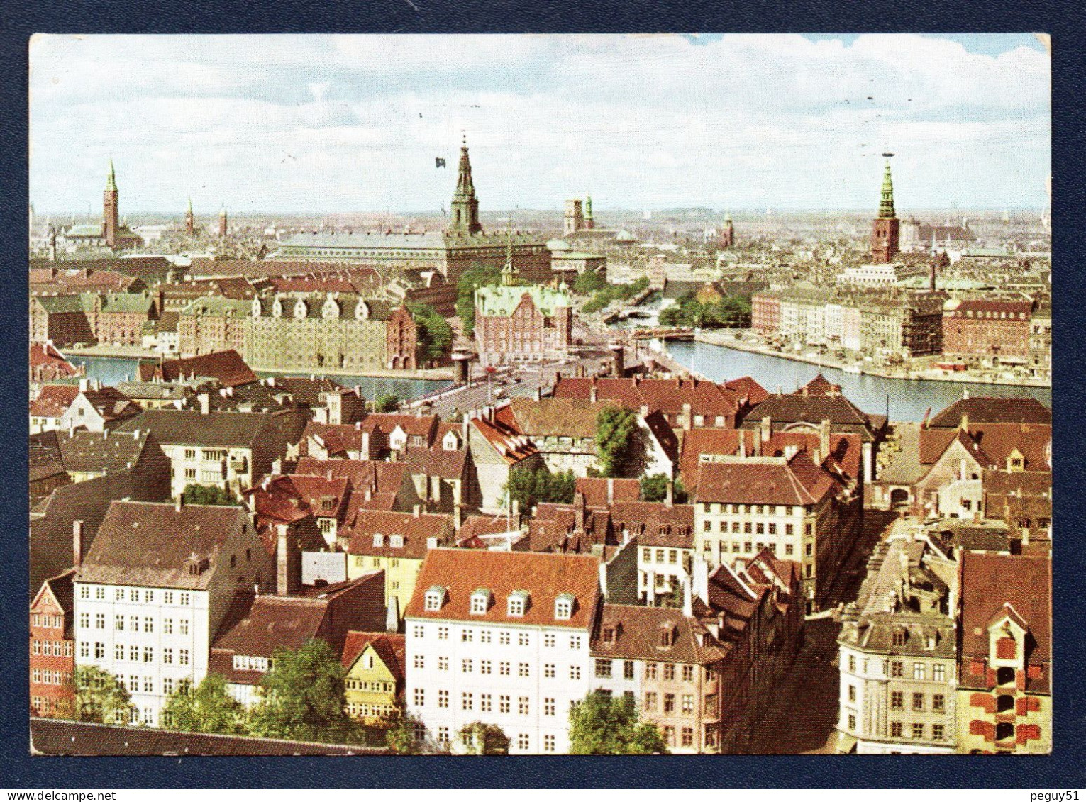 Copenhague. Eglise Notre-Sauveur, Quartier  Christianhavn, Canal De Frederiksholm Et Slotsholmen Avec Le Parlement. 1955 - Danimarca