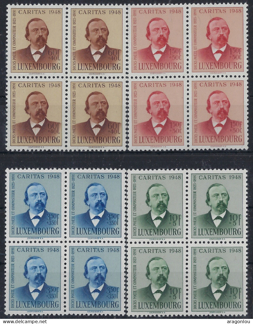 Luxembourg - Luxemburg - Blocs à 4   Caritas   1948   Dicks , Poéte Et Compositeur   MNH** - Blocs & Feuillets