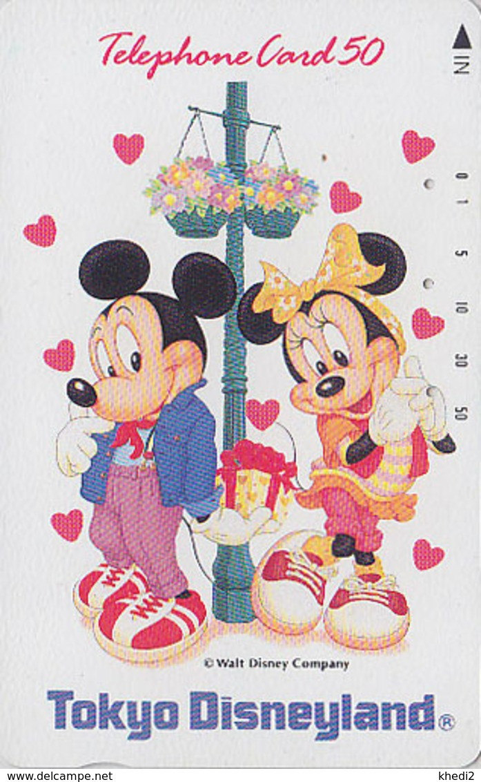 TC JAPON / 110-106512 - DISNEY - DISNEYLAND ** 1 ENCOCHE 1 NOTCH ** - Mickey & Minnie Amoureux  - JAPAN Free Phonecard - Disney