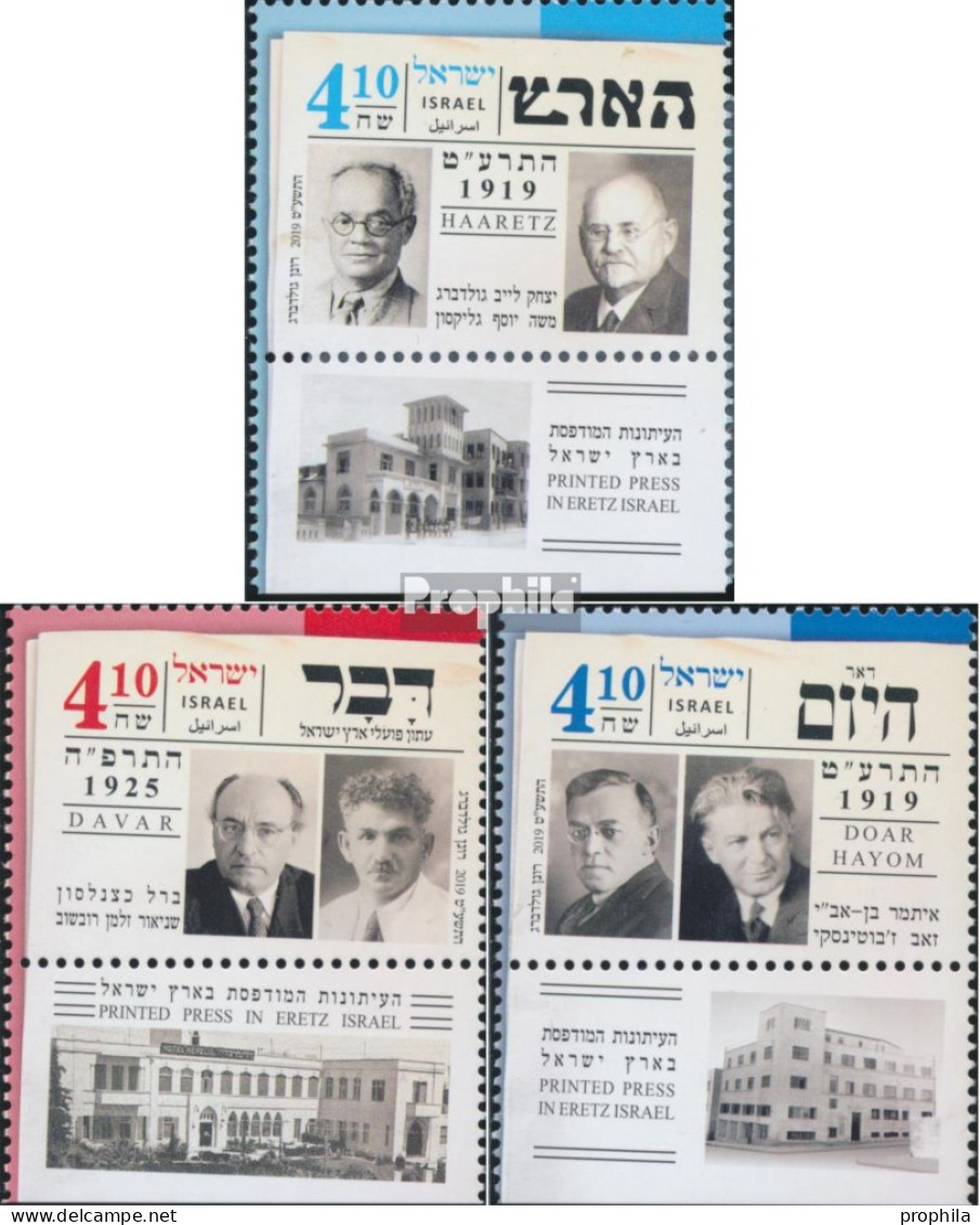 Israel 2676-2678 Mit Tab (kompl.Ausg.) Postfrisch 2019 Hebräische Zeitungen - Nuevos (con Tab)
