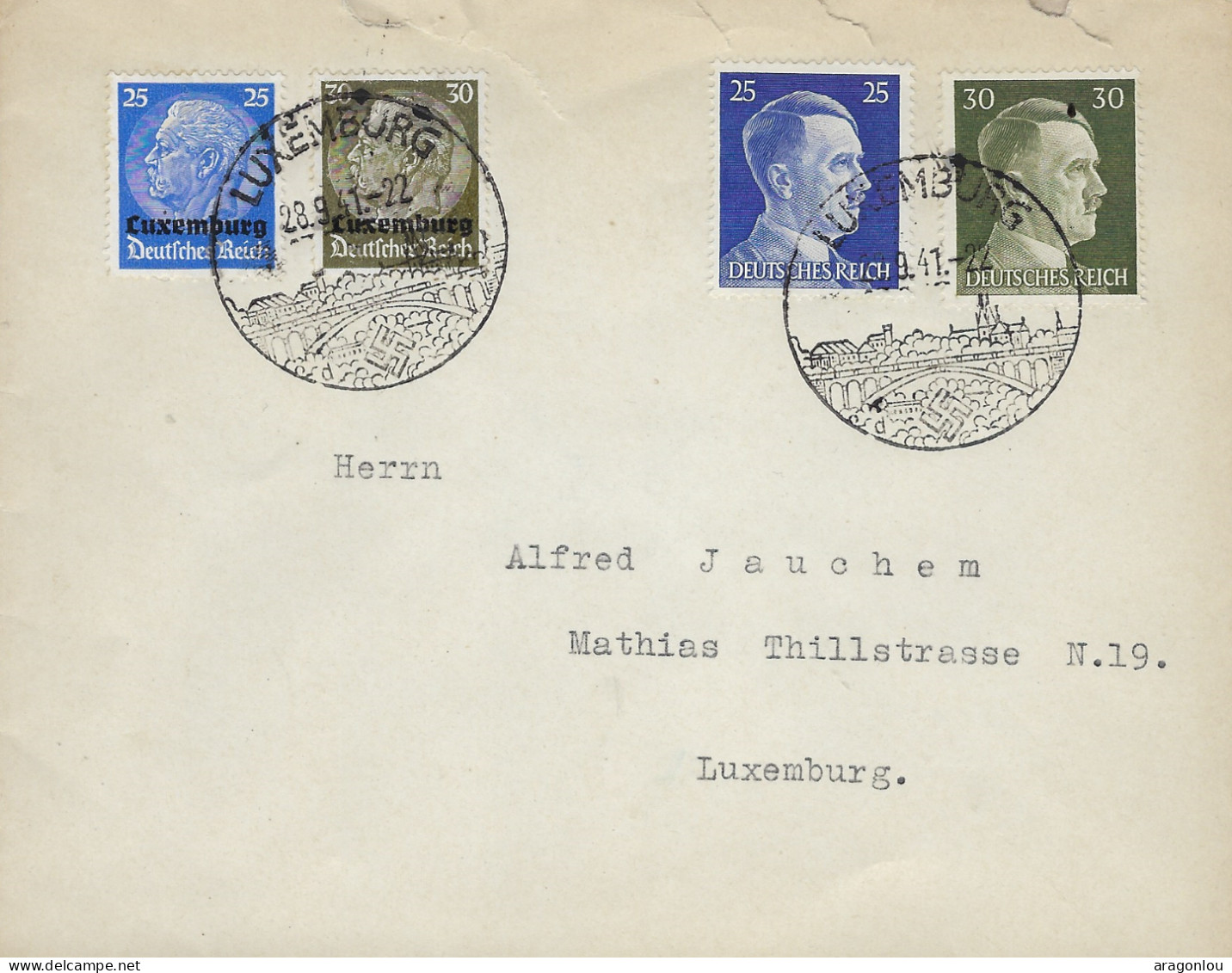 Luxembourg - Luxemburg - Lettre  2ième Guerre Mondiale      Occupation   1941 - Briefe U. Dokumente