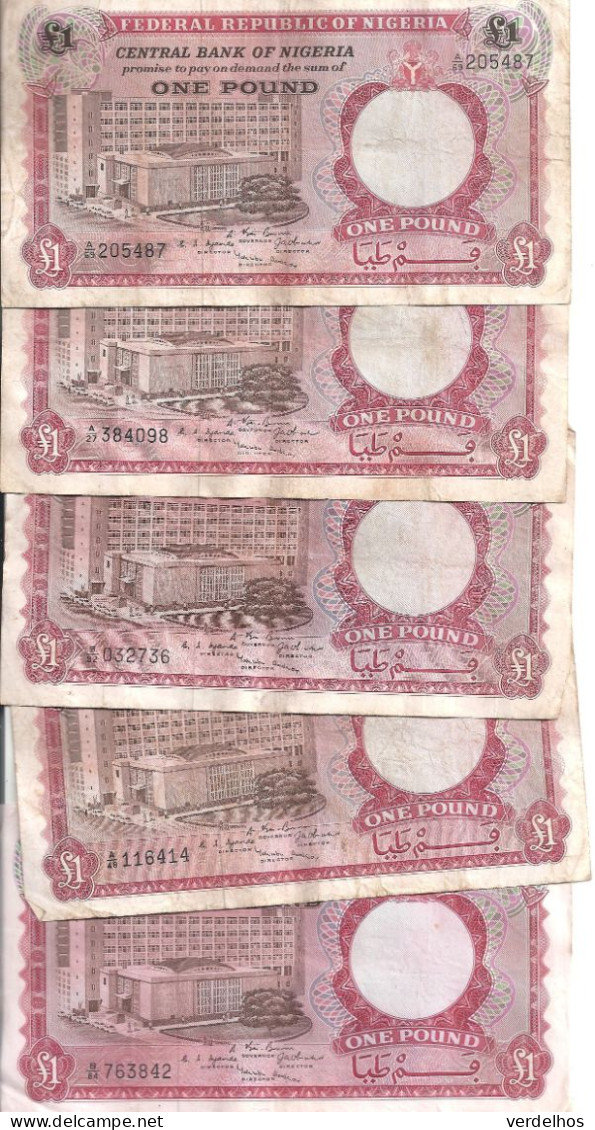 NIGERIA 1 POUND ND1967 VF P 8 ( 5 Billets ) - Nigeria