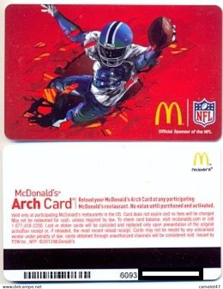 McDonald's U.S.A., Carte Cadeau Pour Collection, Sans Valeur, # 36,  Serial 6093, Issued In 2013 - Gift And Loyalty Cards